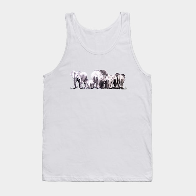 Elephants in a herd Illustration Tank Top by russodesign